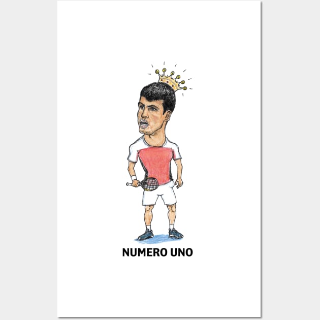 Carlos Alcaraz Numero Uno Caricature Wall Art by dizzycat-biz